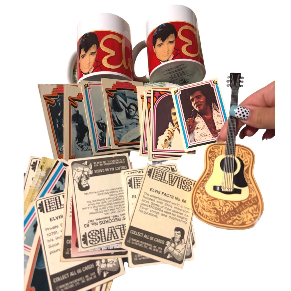 Elvis Presley Vintage Memorabilia‎ Lot 1978 Trading Cards Coffee Mugs Guitar